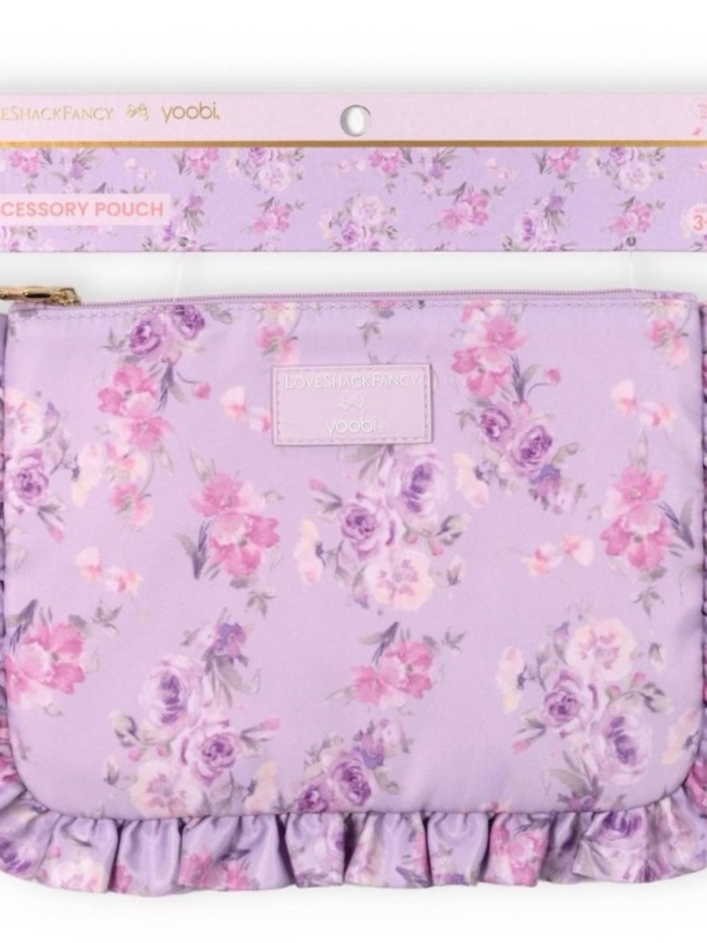 LoveShackFancy Kids Floral Accessory Pouch in Lavender and Pink